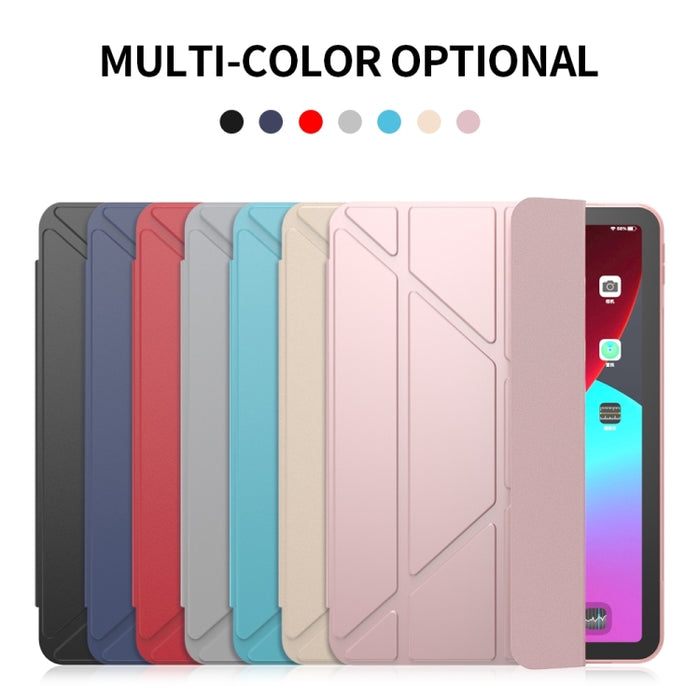 Estuche inferior de TPU suave mate de cuero PU con superficie plegable múltiple con soporte y función de reposo / activación para iPad Air (2020) 10.9