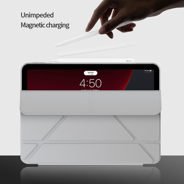 Estuche inferior de TPU suave mate de cuero PU con superficie plegable múltiple con soporte y función de reposo / activación para iPad Air (2020) 10.9