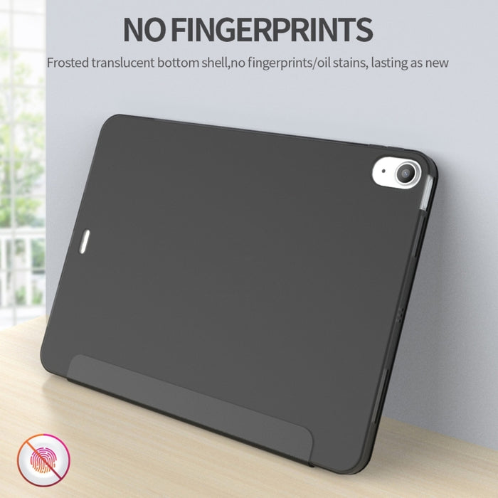 Estuche inferior de TPU suave mate de cuero PU con superficie plegable múltiple con soporte y función de reposo / activación para iPad Air (2020) 10.9