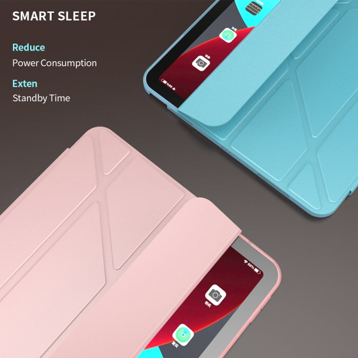 Estuche inferior de TPU suave mate de cuero PU con superficie plegable múltiple con soporte y función de reposo / activación para iPad Air (2020) 10.9