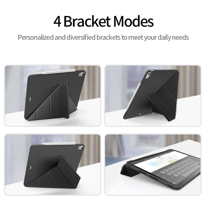 Estuche inferior de TPU suave mate de cuero PU con superficie plegable múltiple con soporte y función de reposo / activación para iPad Air (2020) 10.9