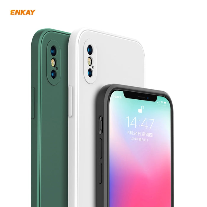 ENKAY ENK-PC071 Hat-Prince Estuche protector a prueba de golpes de borde recto de silicona líquida para iPhone XS / X, For iPhone XS