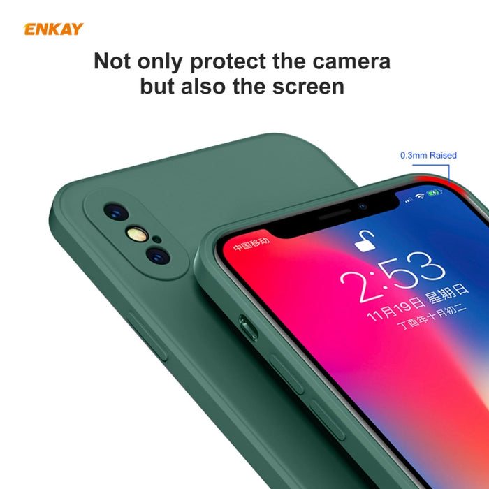 ENKAY ENK-PC071 Hat-Prince Estuche protector a prueba de golpes de borde recto de silicona líquida para iPhone XS / X, For iPhone XS