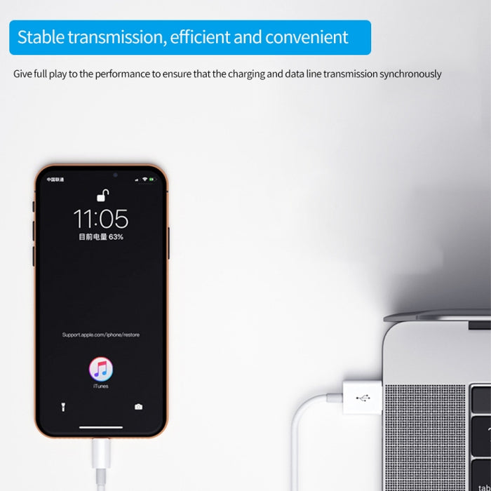 XJ-019 Cable de datos de carga rápida con interfaz USB macho a macho de 8 pines de 2,4 A, longitud: 3 m