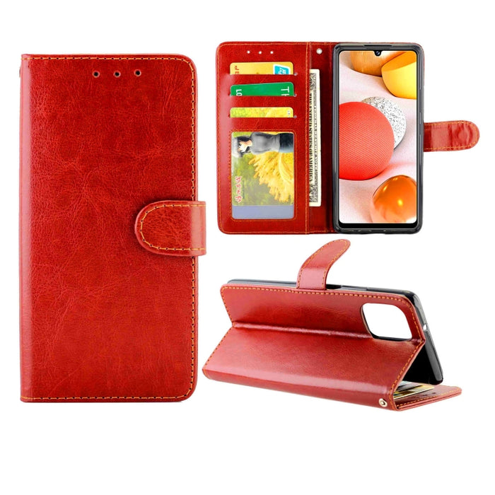 Estuche protector con tapa horizontal de cuero con textura de caballo loco con soporte y ranuras para tarjetas y billetera y marco de fotos, For OPPO Reno4 Lite / F17 Pro/A93, For OPPO F17 / A73 (2020) 4G, For Google Pixel 4a 5G, For Samsung Galaxy A42...