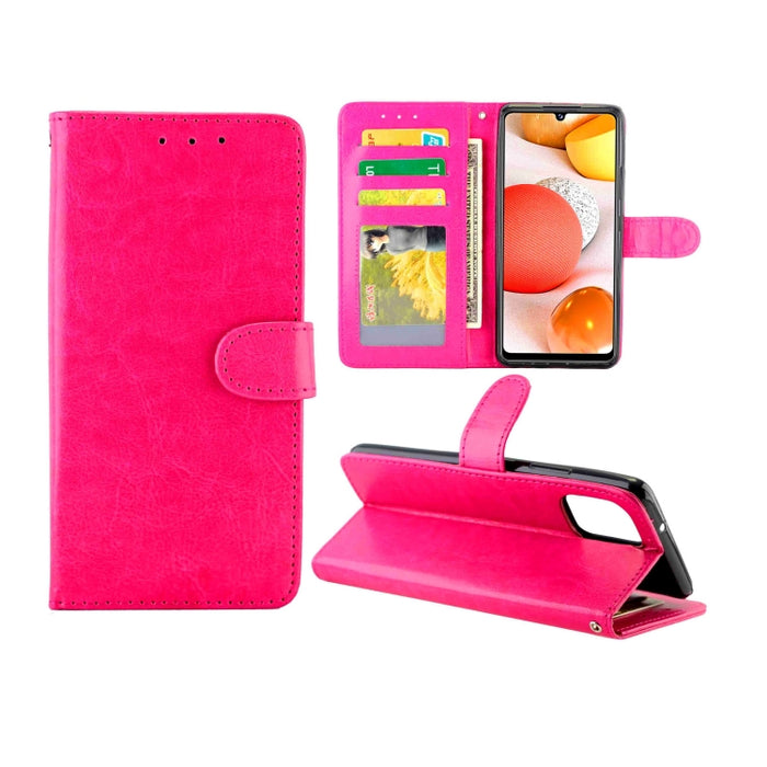 Estuche protector con tapa horizontal de cuero con textura de caballo loco con soporte y ranuras para tarjetas y billetera y marco de fotos, For OPPO Reno4 Lite / F17 Pro/A93, For OPPO F17 / A73 (2020) 4G, For Google Pixel 4a 5G, For Samsung Galaxy A42...