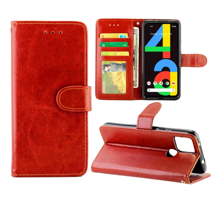 Estuche protector con tapa horizontal de cuero con textura de caballo loco con soporte y ranuras para tarjetas y billetera y marco de fotos, For OPPO Reno4 Lite / F17 Pro/A93, For OPPO F17 / A73 (2020) 4G, For Google Pixel 4a 5G, For Samsung Galaxy A42...