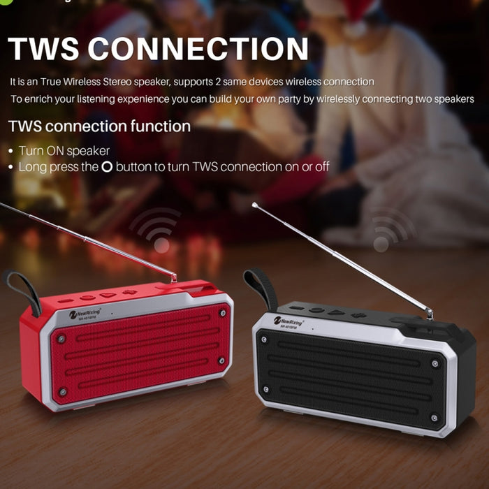 Altavoz Bluetooth estéreo portátil NewRixing NR4018FM TWS, compatible con tarjeta TF/FM/3,5mm AUX/disco U/llamada manos libres