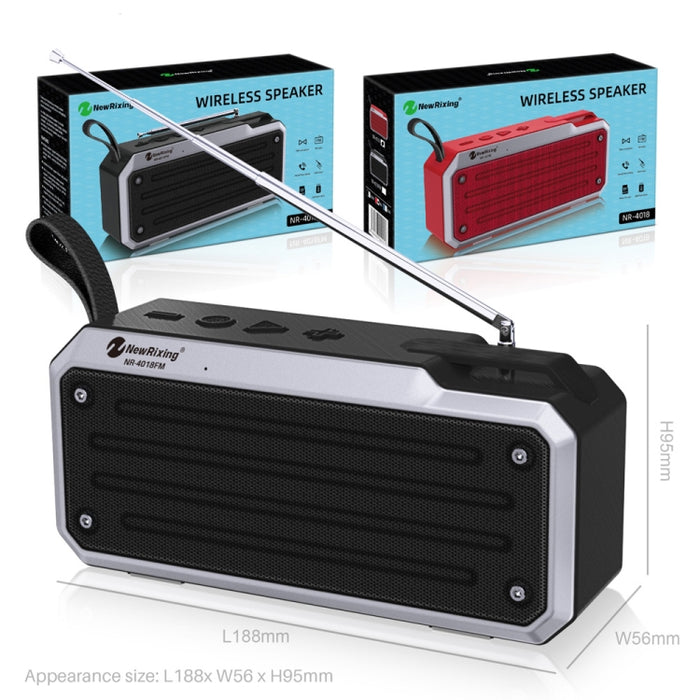 Altavoz Bluetooth estéreo portátil NewRixing NR4018FM TWS, compatible con tarjeta TF/FM/3,5mm AUX/disco U/llamada manos libres