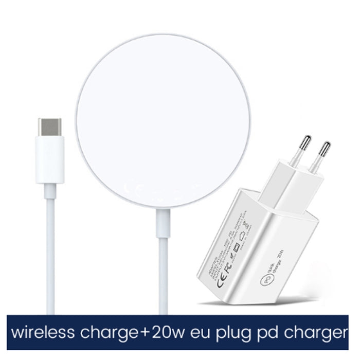 XJ-31 2 en 1 15W Cargador inalámbrico magnético + PD 20W USB-C / Type-C Juego de cargador de viaje para iPhone 12 Series, EU Plug, US Plug, UK Plug