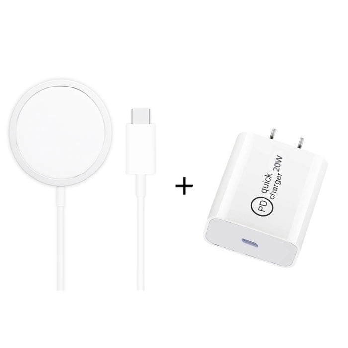 XJ-31 2 en 1 15W Cargador inalámbrico magnético + PD 20W USB-C / Type-C Juego de cargador de viaje para iPhone 12 Series, EU Plug, US Plug, UK Plug