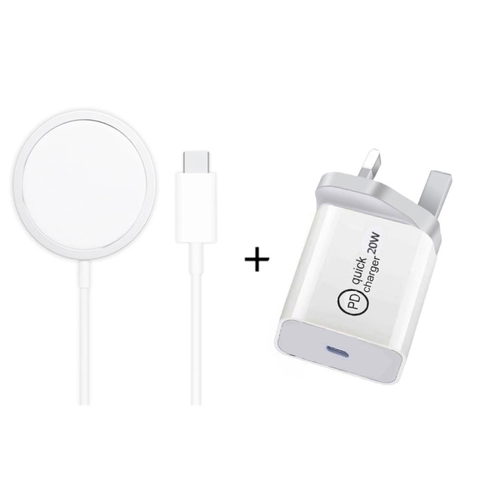XJ-31 2 en 1 15W Cargador inalámbrico magnético + PD 20W USB-C / Type-C Juego de cargador de viaje para iPhone 12 Series, EU Plug, US Plug, UK Plug