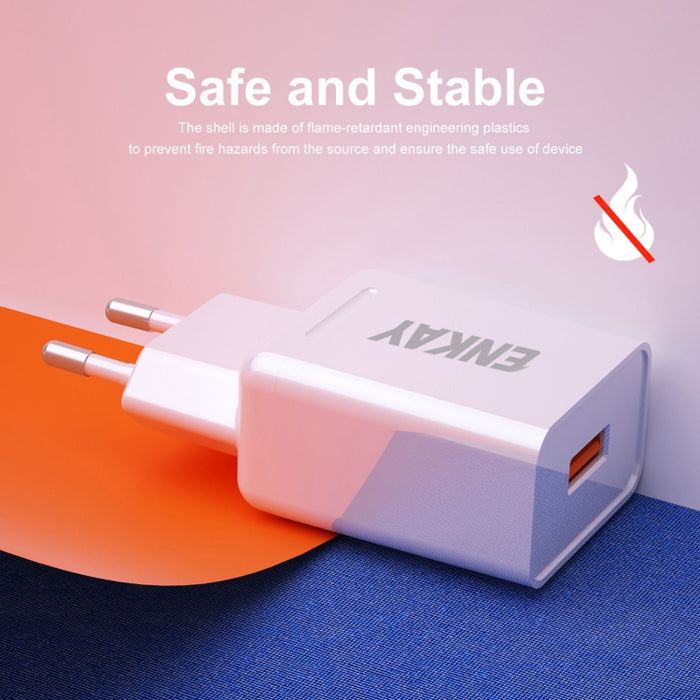 ENKAY Hat-Prince T006-1 18W USB QC 3.0 Adaptador de corriente para cargador de viaje de carga rápida, enchufe de la UE