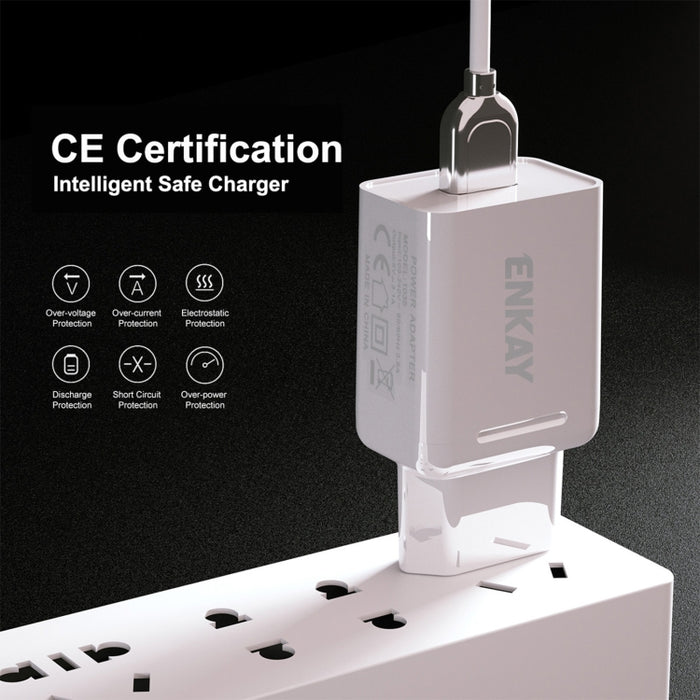 ENKAY Hat-Prince T006-1 18W USB QC 3.0 Adaptador de corriente para cargador de viaje de carga rápida, enchufe de la UE