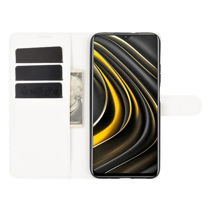Para Xiaomi Poco M3 Litchi Texture Funda protectora con tapa horizontal con soporte y ranuras para tarjetas y billetera, For Xiaomi Poco M3