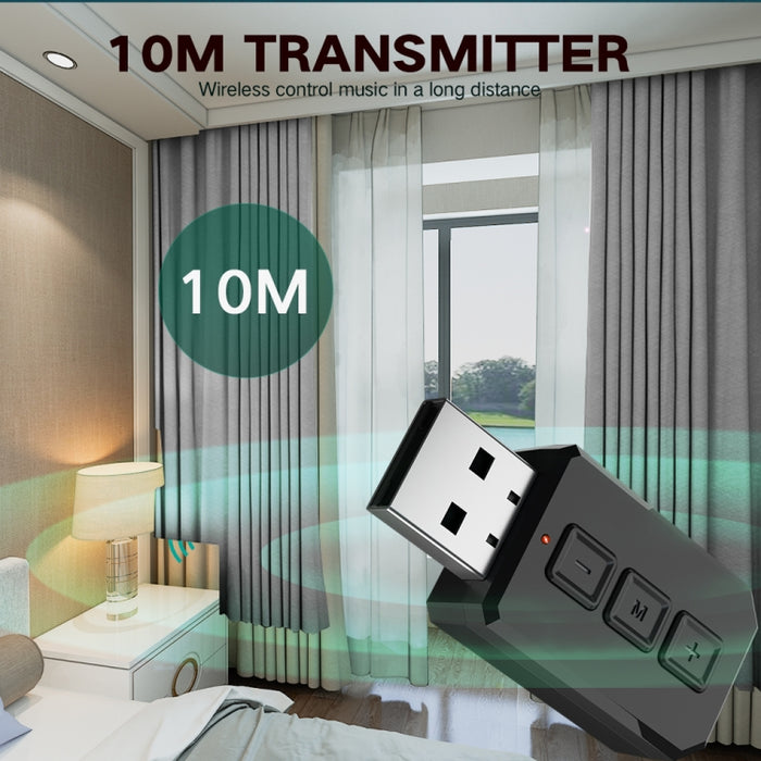 Adaptador de Audio Bluetooth USB RT02 recibe y transmite receptor Bluetooth 2 en 1 Bluetooth 5,0 manos libres para coche