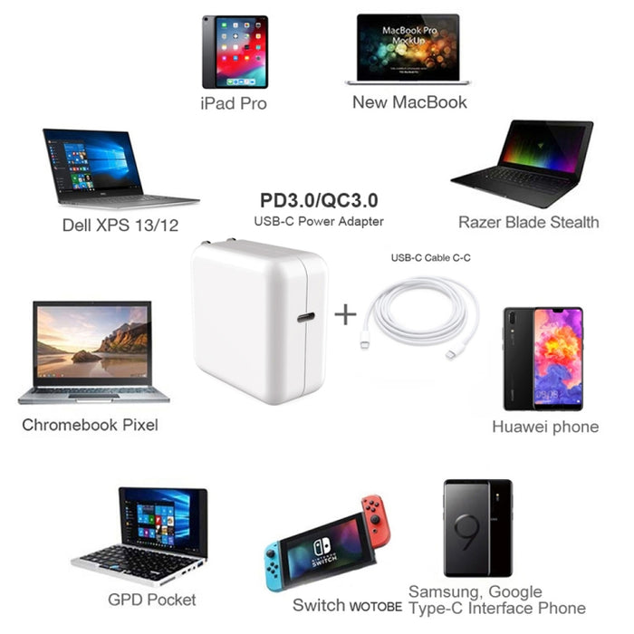 PD-96W 96W PD USB-C / Type-C Laptop Adapter + 2m 5A USB-C / Type-C a USB-C / Type-C Cable de carga rápida para MacBook Pro, EU Plug, US Plug, UK Plug, AU Plug