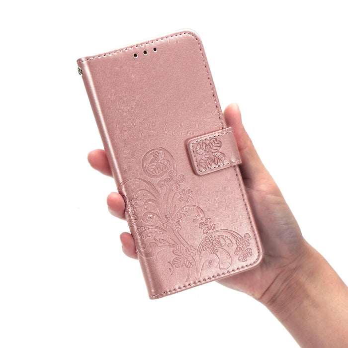 Estuche de cuero con protección para teléfono móvil con hebilla en relieve y cierre de cuatro hojas con cordón y ranura para tarjeta y función de billetera y soporte, For Samsung Galaxy S21+ 5G, For Samsung Galaxy S21 5G, For Samsung Galaxy S21 Ultra 5...