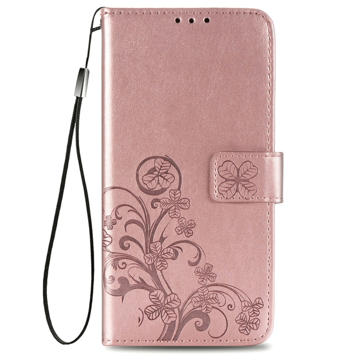 Estuche de cuero con protección para teléfono móvil con hebilla en relieve y cierre de cuatro hojas con cordón y ranura para tarjeta y función de billetera y soporte, For Samsung Galaxy S21+ 5G, For Samsung Galaxy S21 5G, For Samsung Galaxy S21 Ultra 5...