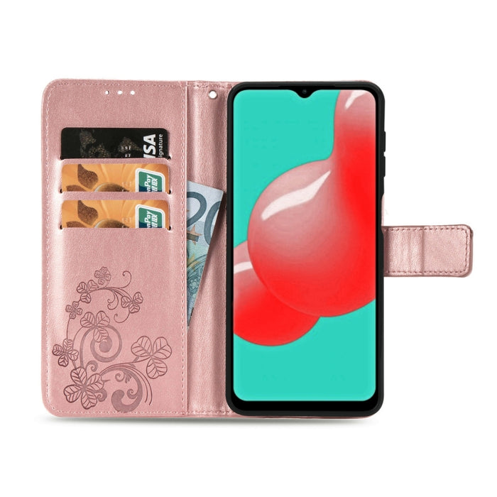 Estuche de cuero con protección para teléfono móvil con hebilla en relieve y cierre de cuatro hojas con cordón y ranura para tarjeta y función de billetera y soporte, For Samsung Galaxy S21+ 5G, For Samsung Galaxy S21 5G, For Samsung Galaxy S21 Ultra 5...