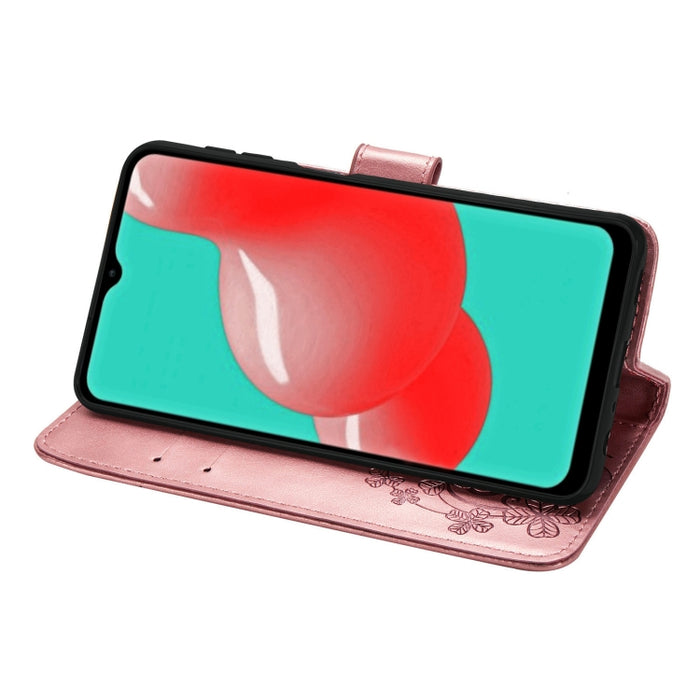 Estuche de cuero con protección para teléfono móvil con hebilla en relieve y cierre de cuatro hojas con cordón y ranura para tarjeta y función de billetera y soporte, For Samsung Galaxy S21+ 5G, For Samsung Galaxy S21 5G, For Samsung Galaxy S21 Ultra 5...