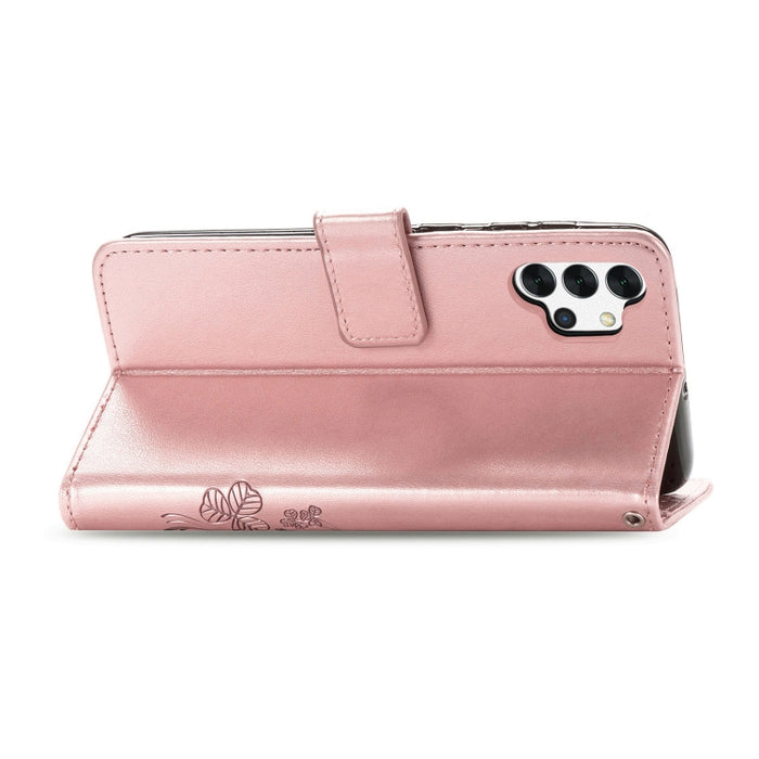 Estuche de cuero con protección para teléfono móvil con hebilla en relieve y cierre de cuatro hojas con cordón y ranura para tarjeta y función de billetera y soporte, For Samsung Galaxy S21+ 5G, For Samsung Galaxy S21 5G, For Samsung Galaxy S21 Ultra 5...