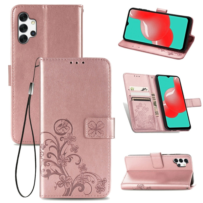 Estuche de cuero con protección para teléfono móvil con hebilla en relieve y cierre de cuatro hojas con cordón y ranura para tarjeta y función de billetera y soporte, For Samsung Galaxy S21+ 5G, For Samsung Galaxy S21 5G, For Samsung Galaxy S21 Ultra 5...
