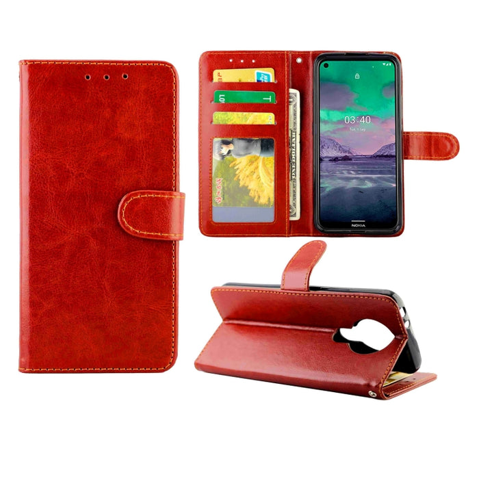 Estuche protector con tapa horizontal de cuero con textura de caballo loco con soporte y ranuras para tarjetas y billetera y marco de fotos, For Nokia 2.4, For Nokia 3.4, For OPPO Realme C17/7i, For OPPO Realme V5 5G/Realme 7 5G, For Vivo Y73S         ...