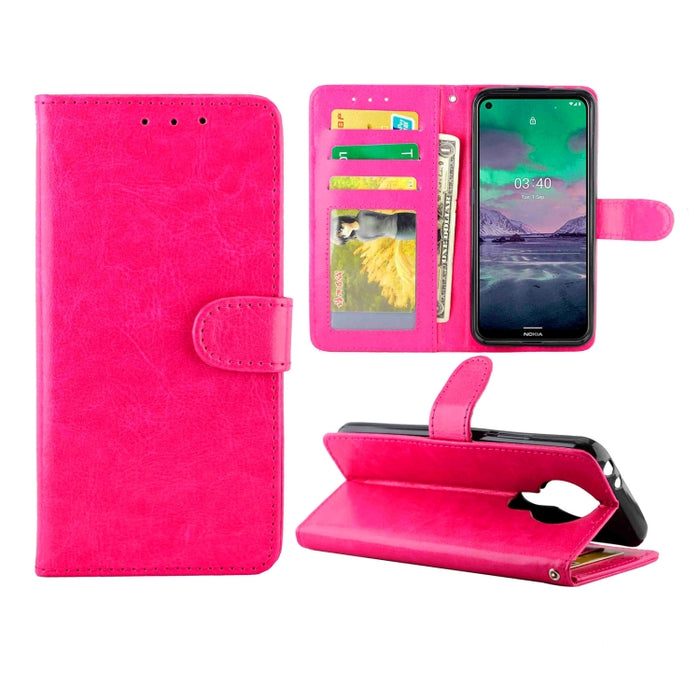 Estuche protector con tapa horizontal de cuero con textura de caballo loco con soporte y ranuras para tarjetas y billetera y marco de fotos, For Nokia 2.4, For Nokia 3.4, For OPPO Realme C17/7i, For OPPO Realme V5 5G/Realme 7 5G, For Vivo Y73S         ...