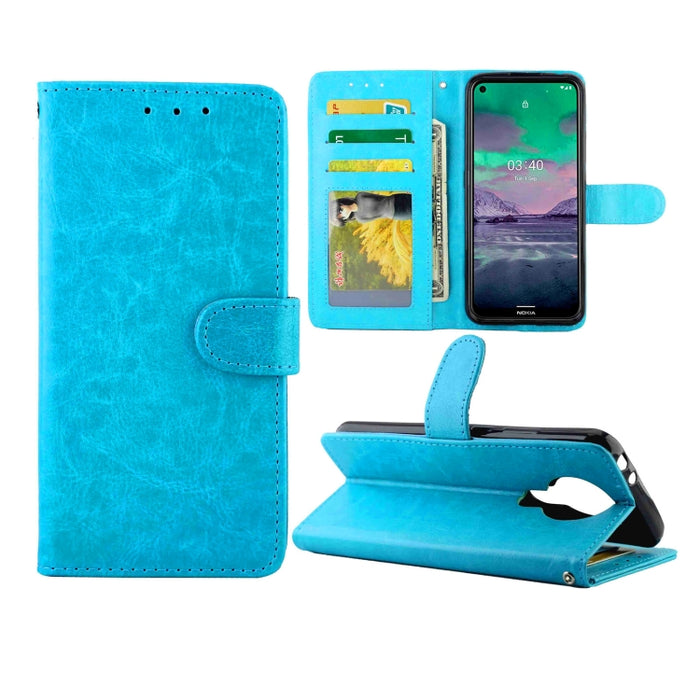 Estuche protector con tapa horizontal de cuero con textura de caballo loco con soporte y ranuras para tarjetas y billetera y marco de fotos, For Nokia 2.4, For Nokia 3.4, For OPPO Realme C17/7i, For OPPO Realme V5 5G/Realme 7 5G, For Vivo Y73S         ...