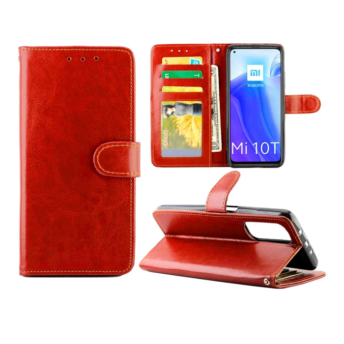 Estuche protector con tapa horizontal de cuero con textura de caballo loco con soporte y ranuras para tarjetas y billetera y marco de fotos, For Nokia 2.4, For Nokia 3.4, For OPPO Realme C17/7i, For OPPO Realme V5 5G/Realme 7 5G, For Vivo Y73S         ...