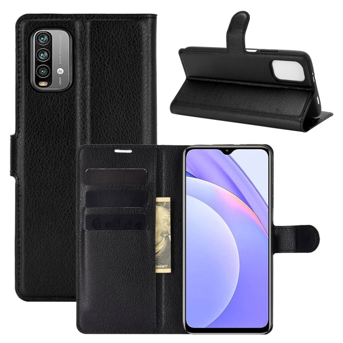 Para Xiaomi Redmi Note 9 4G Litchi Texture Funda protectora con tapa horizontal con soporte y ranuras para tarjetas y billetera, For Xiaomi Redmi Note 9 4G