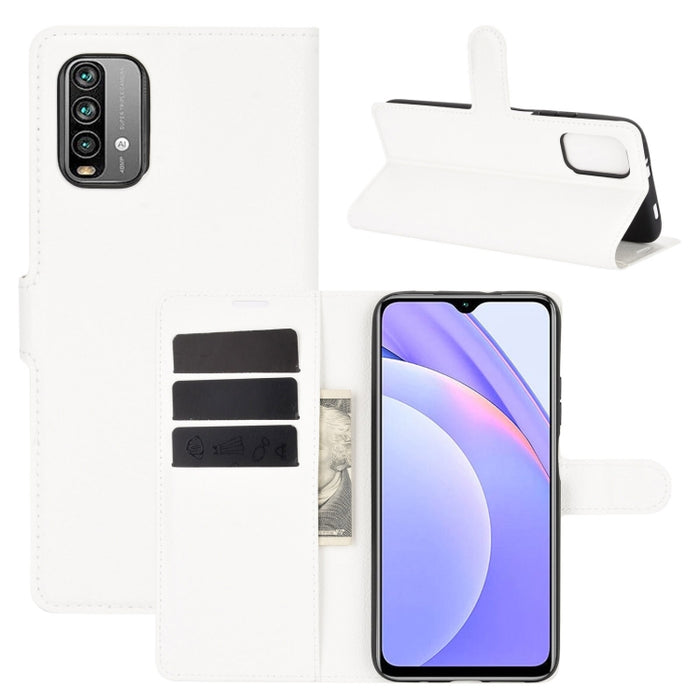 Para Xiaomi Redmi Note 9 4G Litchi Texture Funda protectora con tapa horizontal con soporte y ranuras para tarjetas y billetera, For Xiaomi Redmi Note 9 4G