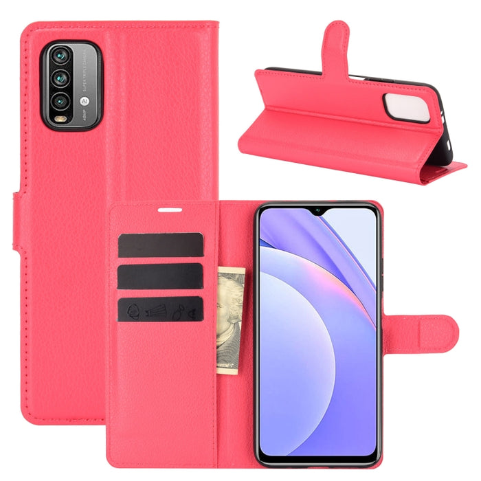 Para Xiaomi Redmi Note 9 4G Litchi Texture Funda protectora con tapa horizontal con soporte y ranuras para tarjetas y billetera, For Xiaomi Redmi Note 9 4G