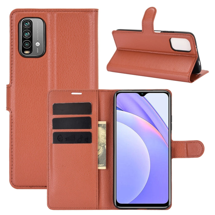 Para Xiaomi Redmi Note 9 4G Litchi Texture Funda protectora con tapa horizontal con soporte y ranuras para tarjetas y billetera, For Xiaomi Redmi Note 9 4G