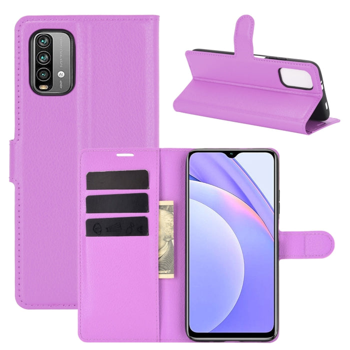Para Xiaomi Redmi Note 9 4G Litchi Texture Funda protectora con tapa horizontal con soporte y ranuras para tarjetas y billetera, For Xiaomi Redmi Note 9 4G