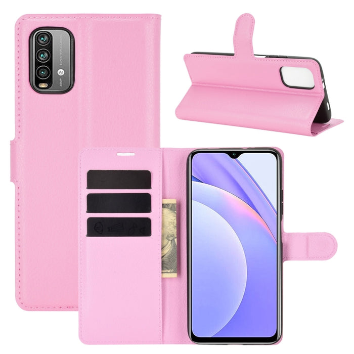 Para Xiaomi Redmi Note 9 4G Litchi Texture Funda protectora con tapa horizontal con soporte y ranuras para tarjetas y billetera, For Xiaomi Redmi Note 9 4G