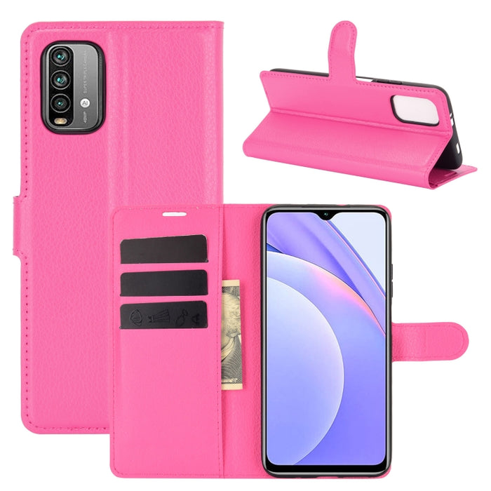 Para Xiaomi Redmi Note 9 4G Litchi Texture Funda protectora con tapa horizontal con soporte y ranuras para tarjetas y billetera, For Xiaomi Redmi Note 9 4G