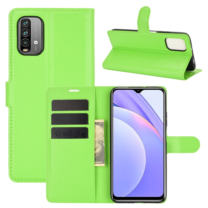 Para Xiaomi Redmi Note 9 4G Litchi Texture Funda protectora con tapa horizontal con soporte y ranuras para tarjetas y billetera, For Xiaomi Redmi Note 9 4G