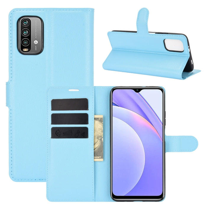 Para Xiaomi Redmi Note 9 4G Litchi Texture Funda protectora con tapa horizontal con soporte y ranuras para tarjetas y billetera, For Xiaomi Redmi Note 9 4G