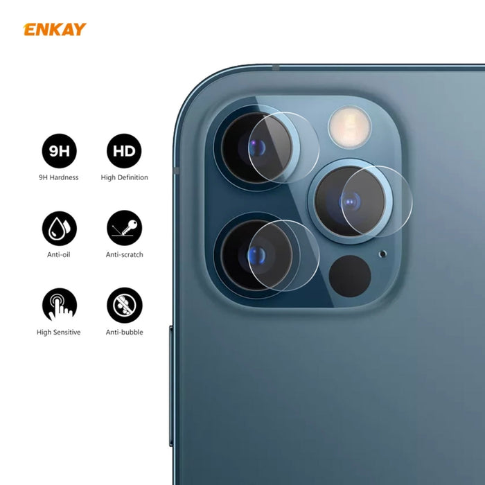 Para iPhone 12 Pro / 12 Pro Max ENKAY Hat-Prince 0.2mm 9H 2.15D Lente de cámara trasera de borde redondo Película de vidrio templado 3 PCS / Set, 1 Set, 2 Set, 5 Set, 10 Set