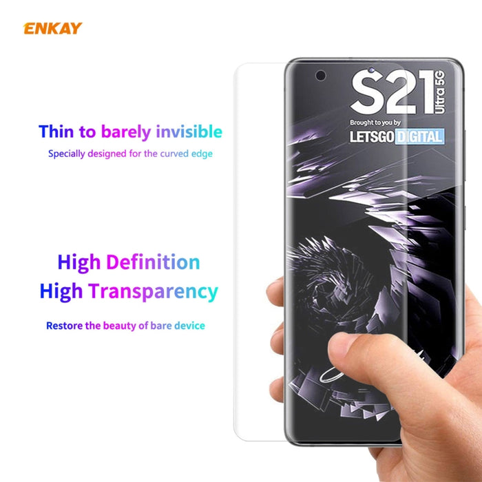 Hat-Prince ENKAY Estuche transparente de TPU a prueba de golpes Cubierta suave antideslizante + Pantalla completa 3D PET Curvado en caliente Protector de pantalla HD Película suave, compatible con desbloqueo de huellas dactilares                       ...