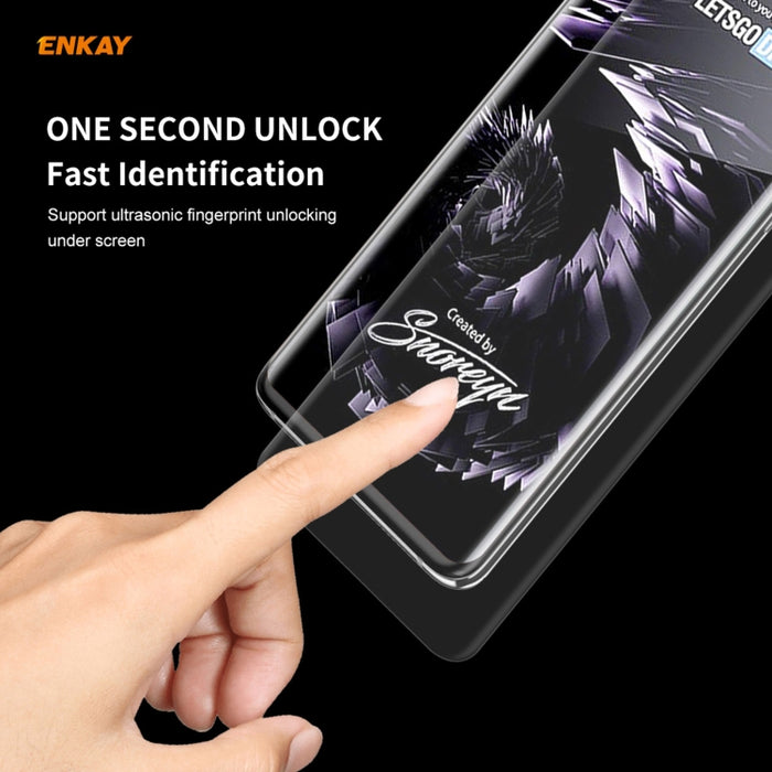 Hat-Prince ENKAY Estuche transparente de TPU a prueba de golpes Cubierta suave antideslizante + Pantalla completa 3D PET Curvado en caliente Protector de pantalla HD Película suave, compatible con desbloqueo de huellas dactilares                       ...