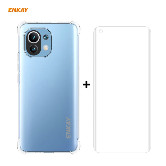 Hat-Prince ENKAY Estuche transparente de TPU a prueba de golpes Cubierta suave antideslizante + Pantalla completa 3D PET Curvado en caliente Protector de pantalla HD Película suave, compatible con desbloqueo de huellas dactilares                       ...