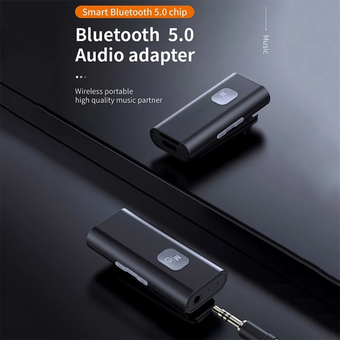 SR11 Lavalier Bluetooth 5.0 Receptor de audio Adaptador Bluetooth Compatible con tarjeta TF
