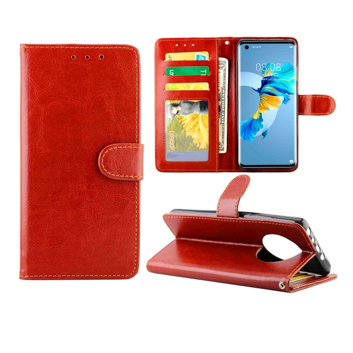 Estuche protector con tapa horizontal de cuero con textura de caballo loco con soporte y ranuras para tarjetas y billetera y marco de fotos, For Xiaomi Mi 10T Lite, For OPPO Realme V3, For OPPO A15, For Huawei Mate 40, For Huawei Mate40 Pro/Mate40 Pro+...