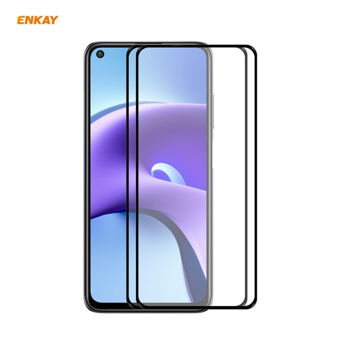 2 PCS ENKAY Hat-Prince Full Glue 0.26mm 9H 2.5D Película de cobertura total de vidrio templado, For Xiaomi Redmi K40 / K40 Pro(+), For Xiaomi Redmi Note 9T, For Xiaomi Redmi 9T, For Samsung Galaxy F62