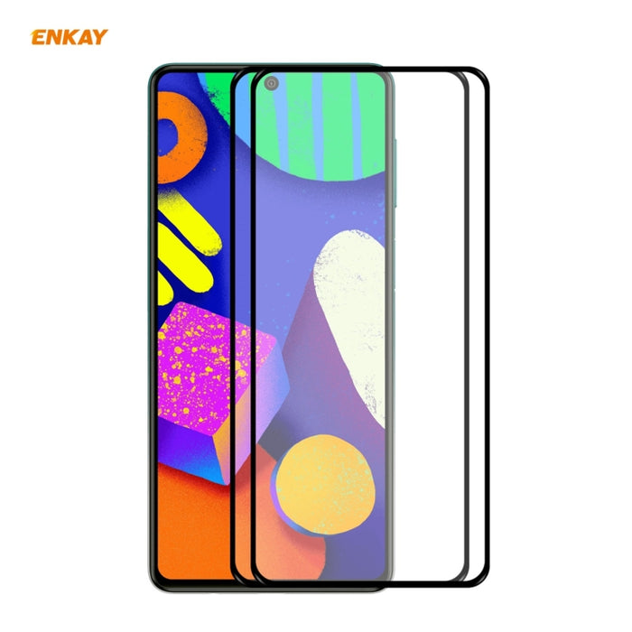 2 PCS ENKAY Hat-Prince Full Glue 0.26mm 9H 2.5D Película de cobertura total de vidrio templado, For Xiaomi Redmi K40 / K40 Pro(+), For Xiaomi Redmi Note 9T, For Xiaomi Redmi 9T, For Samsung Galaxy F62