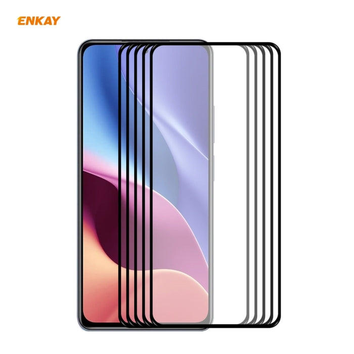 5 PCS ENKAY Hat-Prince Full Glue 0.26mm 9H 2.5D Película de cobertura total de vidrio templado, For Xiaomi Redmi K40 / K40 Pro(+), For Xiaomi Redmi Note 9T, For Xiaomi Redmi 9T, For Samsung Galaxy F62