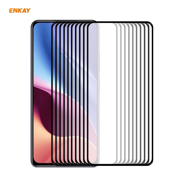 10 PCS ENKAY Hat-Prince Full Glue 0.26mm 9H 2.5D Película de cobertura total de vidrio templado, For Samsung Galaxy F62(10 PCS), For Xiaomi Redmi Note 9T (10 PCS), For Xiaomi Redmi 9T (10 PCS), For Xiaomi Redmi K40 (10 PCS)